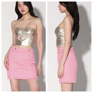 Walter Baker Tanvi Strapless Bustier Top Gold Leather
